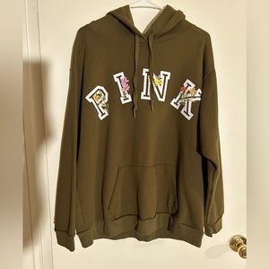 Victoria’s Secret pink olive green hoodie, and leggings SET both size large